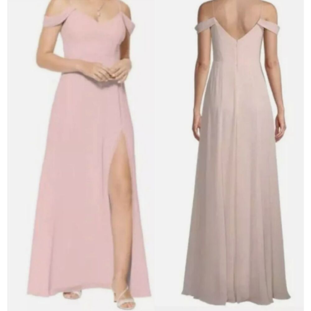 BILL‎ LEVKOFF DRESS BLUSH PETAL PINK OFF SHOULDER BRIDESMAID DRESS SIZE 16 NWOT